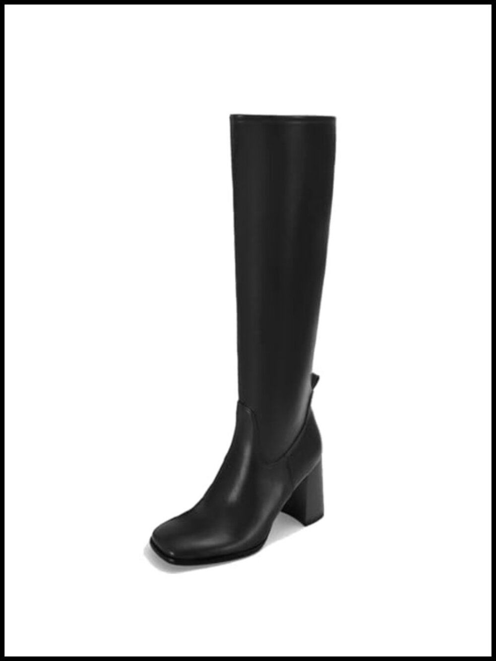 Women's Knee High Boots Chunky Heel Faux Leather Side Zipper Tall